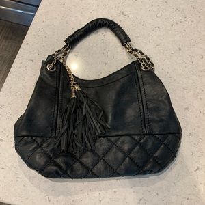 Big Buddha Santa Barbara Black Leather Bag